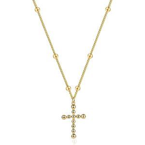 Fettero Cross Women 14K Plated Dainty Simple God Lords Prayer Religious Jewelry